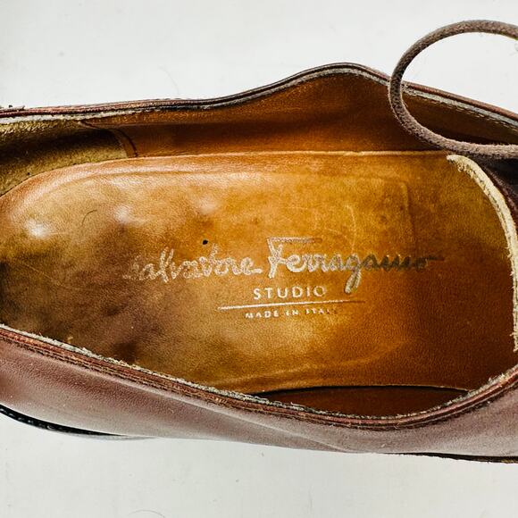 Salvatore Ferragamo Oxford Cap Toe Italian Leather Shoes - Picture 14 of 15